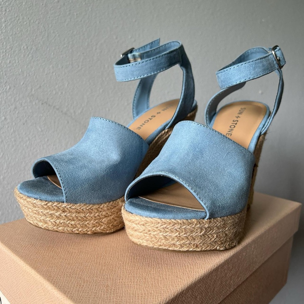 Sun + Stone Baby Blue Wedges